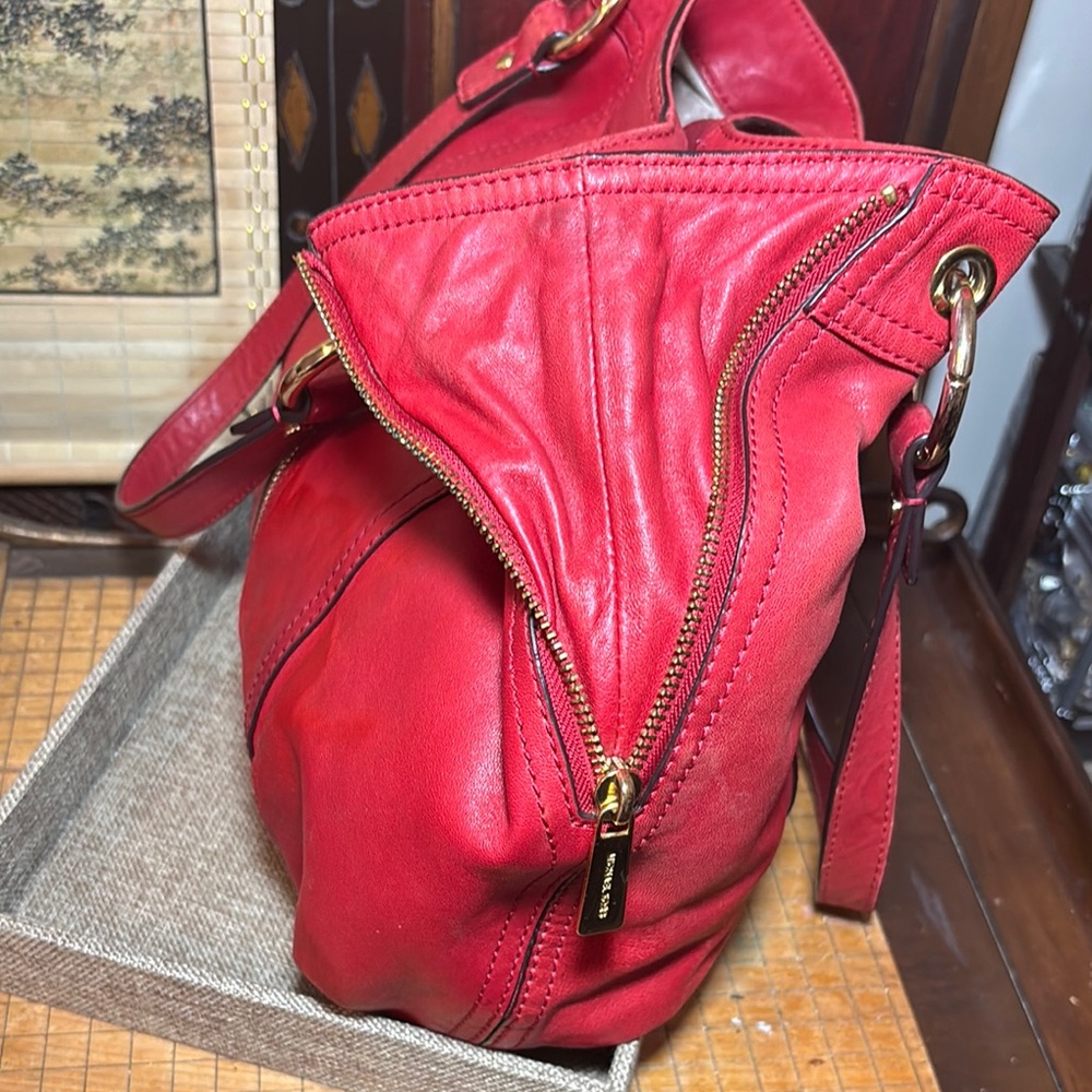 MICHAEL Michael Kors Red Leather Hobo Shoulder Bag - Picture 5 of 15